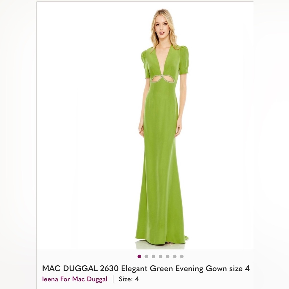 IEENA Mac Duggal Lime Green Cut-Out Gown  NWT